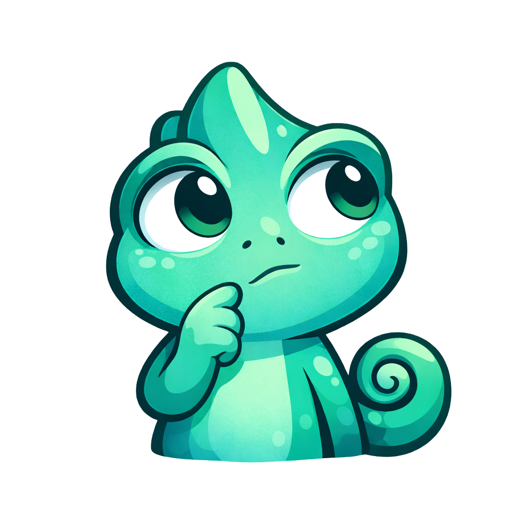 Cam the Chameleon, thinking in teal